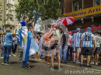 Argentina fans watching world cup final at street Editorial Stock Photo