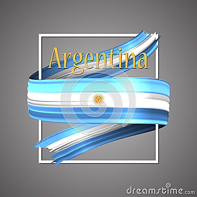 Argentina flag. Official national colors.Argentinian 3d realistic ribbon. Waving vector patriotic glory flag stripe sign. Vector Illustration