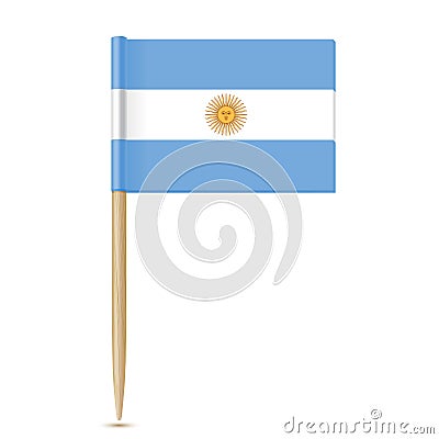 Argentina flag toothpick on white background Vector Illustration