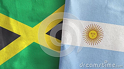 Argentina and Jamaica two flags textile cloth 3D rendering Stock Photo