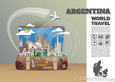 Argentina Landmark Global Travel And Journey Infographic luggage Vector Illustration