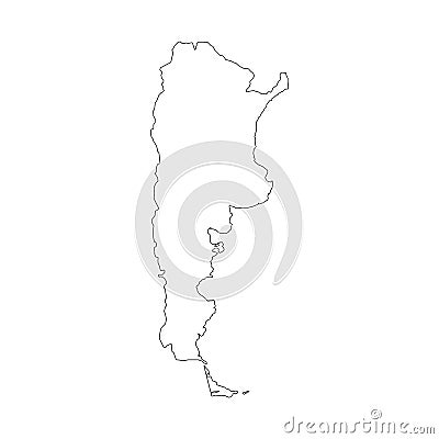 Argentina map with country borders, thin black outline on white background. High detailed vector map with counties/regions/states Vector Illustration