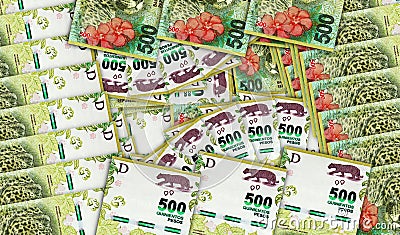 Argentina Peso 500 banknotes in a fan mosaic pattern 3d illustration Cartoon Illustration