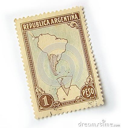 Argentina Postage Stamp Editorial Stock Photo