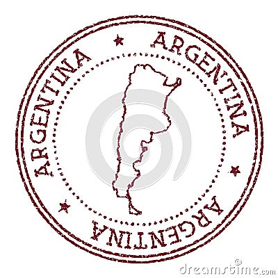 Argentina round rubber stamp with country map. Vector Illustration