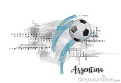 ARGENTINA SOCCER NATION FLAG. FOOTBALL TEAM TEMPLATE ILLUSTRATION. PAINTED ART AND DOTS GRUNGE BACKGROUND Vector Illustration
