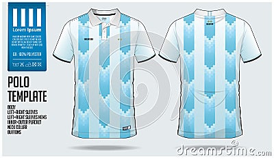 Argentina Team Polo t-shirt sport template design for soccer jersey, football kit or sportwear. Classic collar sport uniform. Vector Illustration