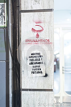 Argentina, women`s day 2020, wall with feminist messages Editorial Stock Photo