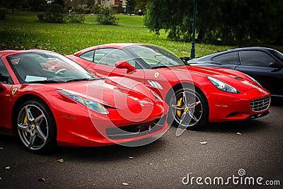 Ferrari car meeting, Italian supercars in Buenos Aires. Editorial Stock Photo
