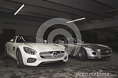 Front view of two german supercars Editorial Stock Photo