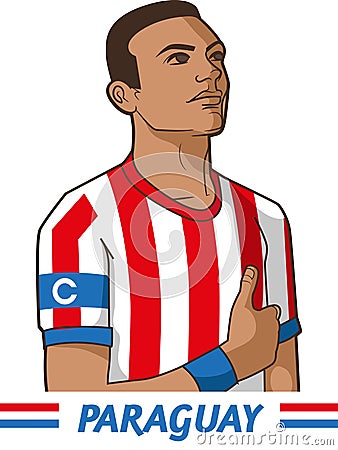 Paraguay soccer captain Cartoon Illustration