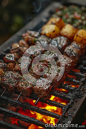 An Argentine barbecue with appetizing roast meat. Stock Photo