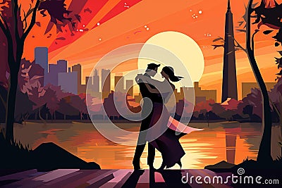 Argentine Elegance: Andes Majesty, Pampas Expanse & Tango Rhythms of Buenos Aires Cartoon Illustration