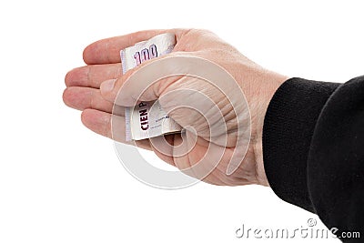 Argentine peso bills in one hand Stock Photo