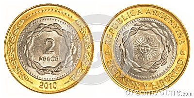 2 argentine peso coin Stock Photo