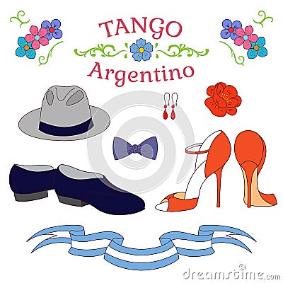 Argentine tango dancing shoes poster Vector Illustration