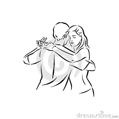 Argentine tango and salsa romance couple social pair dance illustration Vector Illustration