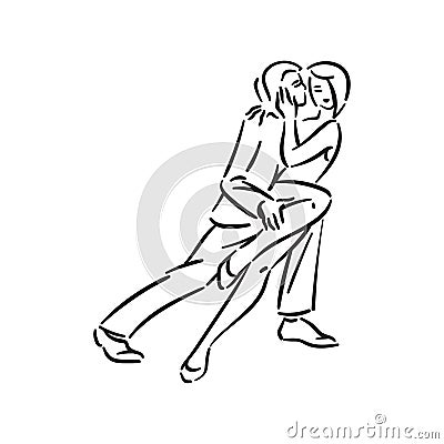 Argentine tango and salsa romance couple social pair dance illustration Vector Illustration