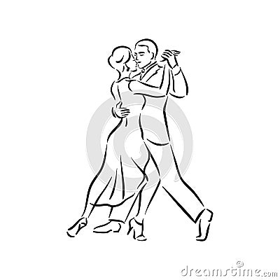 Argentine tango and salsa romance couple social pair dance illustration Vector Illustration