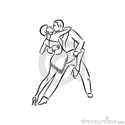 Argentine tango and salsa romance couple social pair dance illustration Vector Illustration