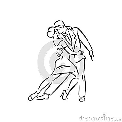 Argentine tango and salsa romance couple social pair dance illustration Vector Illustration