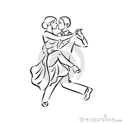 Argentine tango and salsa romance couple social pair dance illustration Vector Illustration