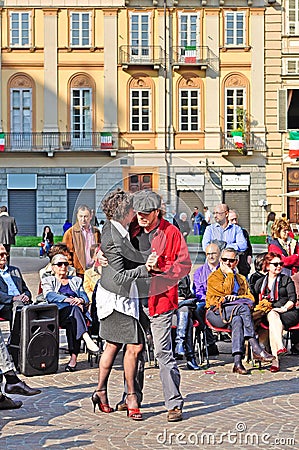 Argentine tango in the streets of Turin Editorial Stock Photo