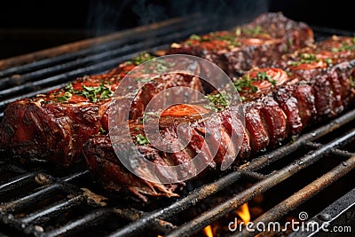 argentinian asado ribs on a grill Stock Photo