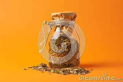 Argentinian herbal tea glass jar. Generate ai Stock Photo