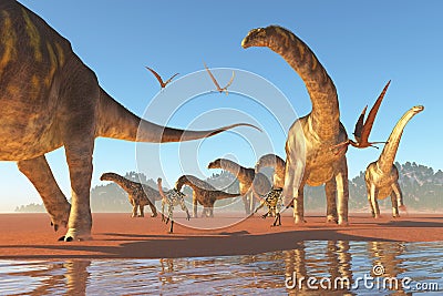 Argentinosaurus Herd Stock Photo