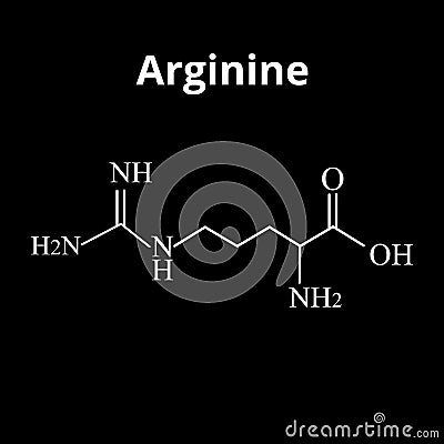 Arginine amino acid. Chemical molecular formula Arginine amino acid. Vector illustration on isolated background Vector Illustration