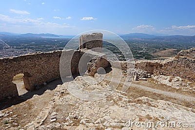 the fortress on Mount Larissa in Argos in the Peloponnese Editorial Stock Photo
