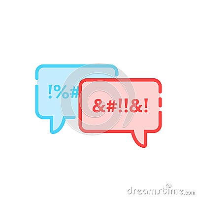 Argue icon with rude swear clouds Vector Illustration