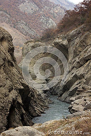 Argun Canyon in Chechnya mountains Stock Photo