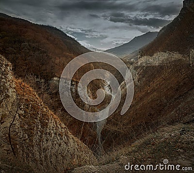 Argun Canyon in Chechnya mountains Stock Photo