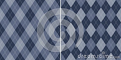 Argyle pattern in blue. Traditional geometric vector argyll dark background for gift wrapping socks sweater. Vector Illustration