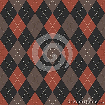 Argyle pattern geometric design in orange and brown. Traditional vector argyll background for gift wrapping, socks, sweater. Vector Illustration