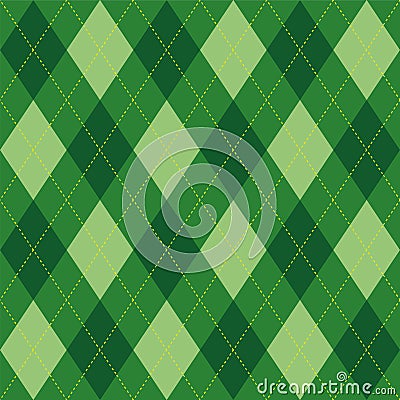 Argyle pattern green rhombus seamless texture Vector Illustration