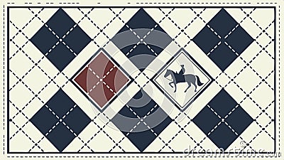 Argyle pattern with horse, classic textile design, traditional pattern and equestrian style vector design Generative AI Vector Illustration
