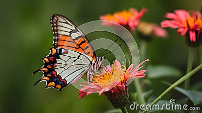 Argynnis niobe fritillary butterfly on flower, close up ventral view Stock Photo