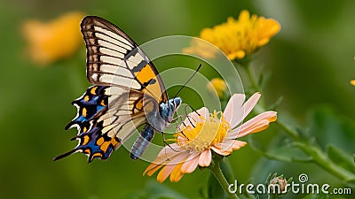 Argynnis niobe fritillary butterfly on flower, close up ventral view Stock Photo