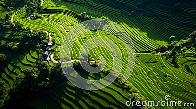 Arial image of rice terrace. Stock Photo