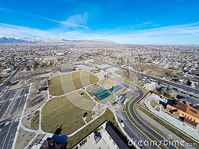 Arial Photo Of The Area Surrounding A Park Stock Photo