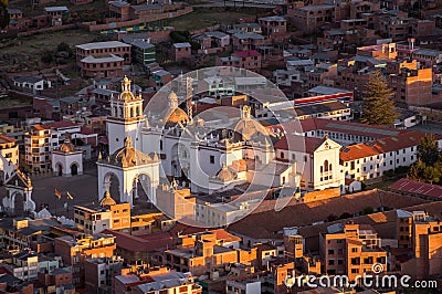 Arial view on Basilica of Our Lady of Copacabana, Bolivia Stock Photo