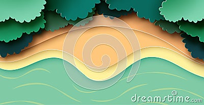 Arial view of landscape background paper art style Vector Illustration