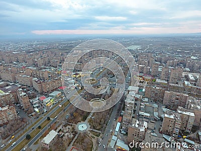 Arial view of Yerevan city Malatia-Sebastia district, Armenia. Stock Photo