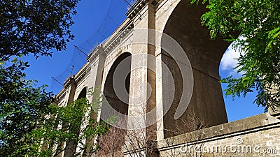 Ariccia bridge with high arches seen from below. Sadly known for the high number of suicides Stock Photo