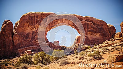 Arid landscape with a distinctive rocky arch Stock Photo