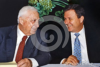 Ariel Sharon and Meir Shetreet Editorial Stock Photo