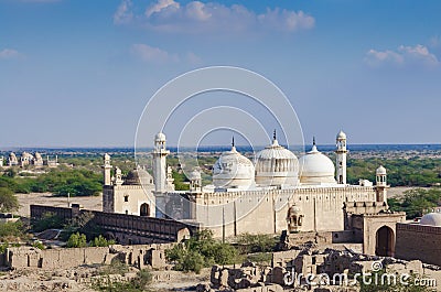 Ariel View of Abbasi Mosque at Derawar Fort Pakistan Stock Photo